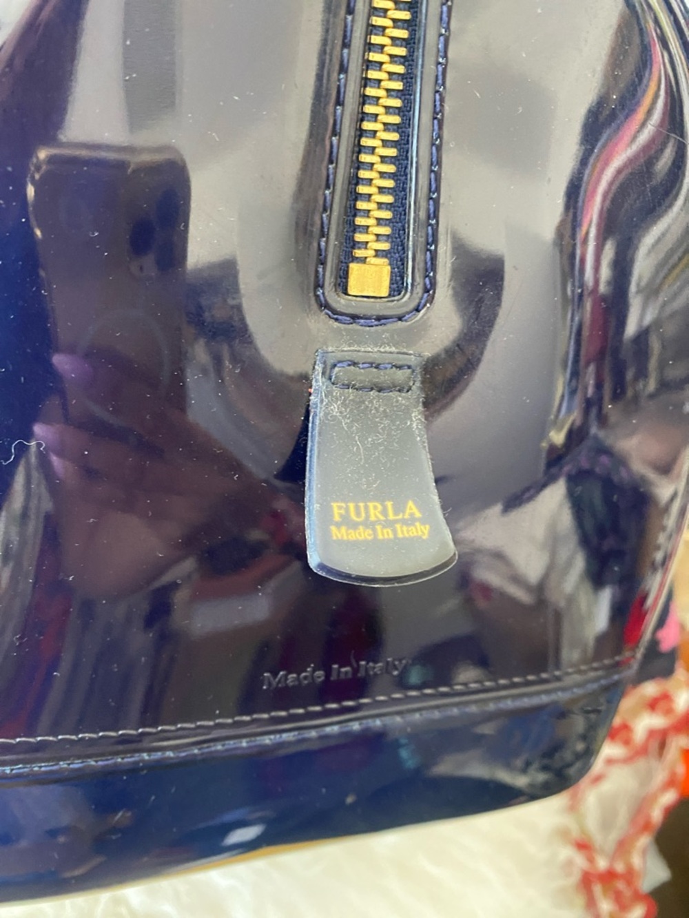 FURLA Candy Bag Glossy Patent Satchel in Navy Blue 💙 - Picture 7 of 13